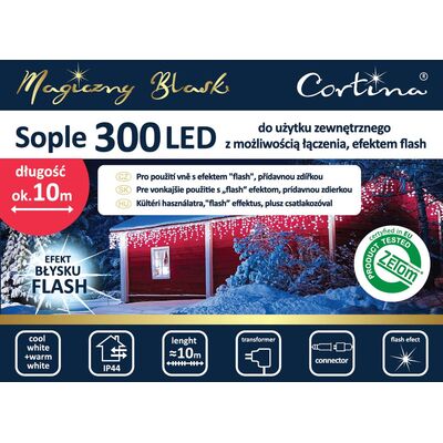 Фото - Гірлянда Flash Lampki LED sople migające 300 zewnętrzne zimny biały CORTINA POLAND 