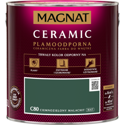 Farba ceramiczna MAGNAT Ceramic ciemnozie malach C80 2,5 l