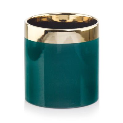 Фото - Квітковий горщик Osłonka ceramiczna cylinder gold green 13 cm