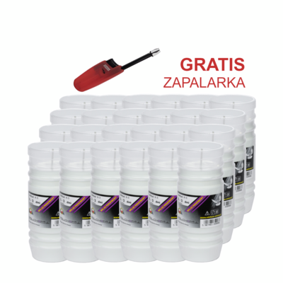 Zestaw 24 wkładów parafinowych - 3 dni biały + zapalarka GRATIS