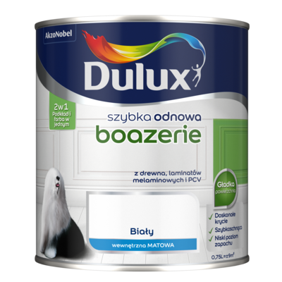 Farba akrylowa Dulux Szybka Odnowa Boazerie MAT 0,75 l - biały